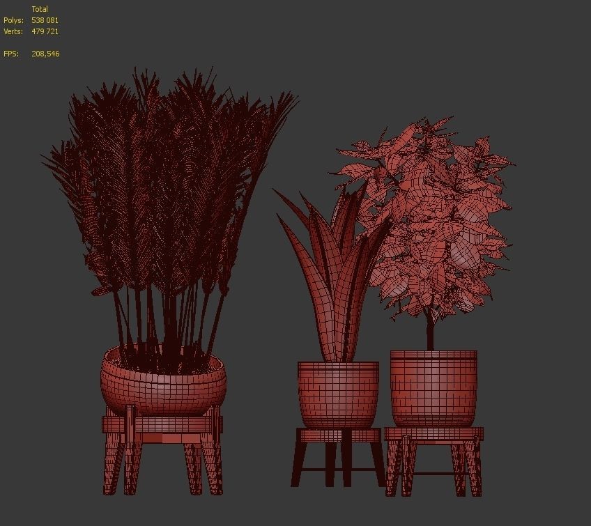 Potted plants Set 38 3D model_4