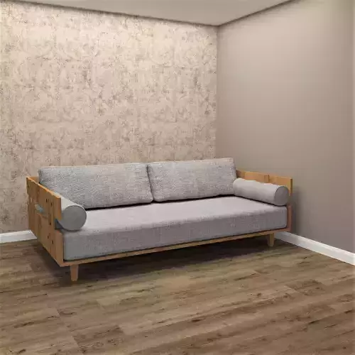 Sofa-Bed wooden sofa with walls