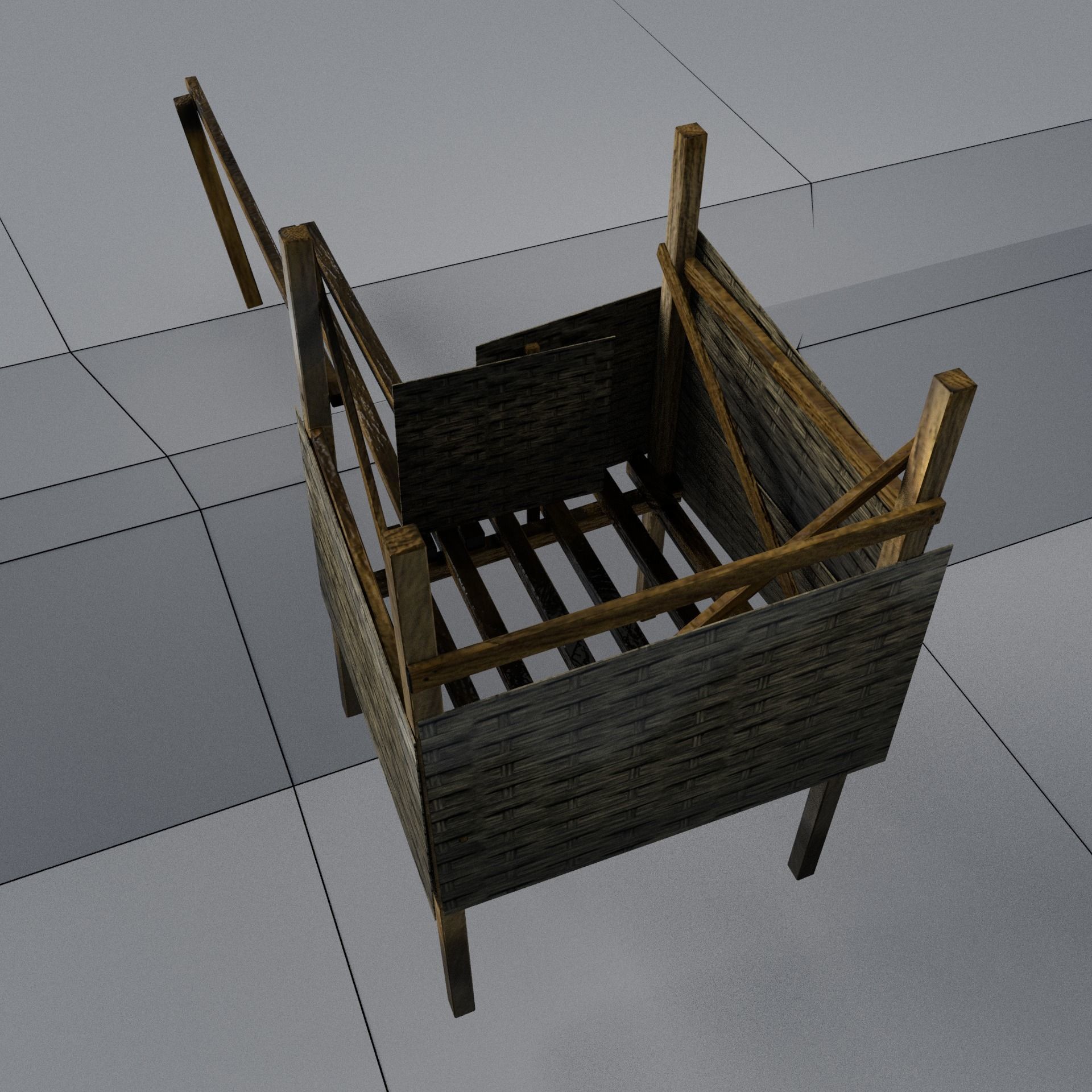 Old Style Traditional Toilet  Low-poly 3D model_3