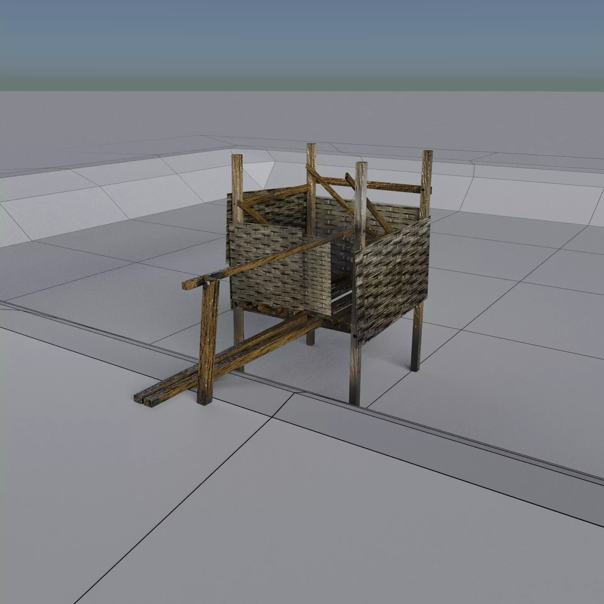 Old Style Traditional Toilet  Low-poly 3D model_0