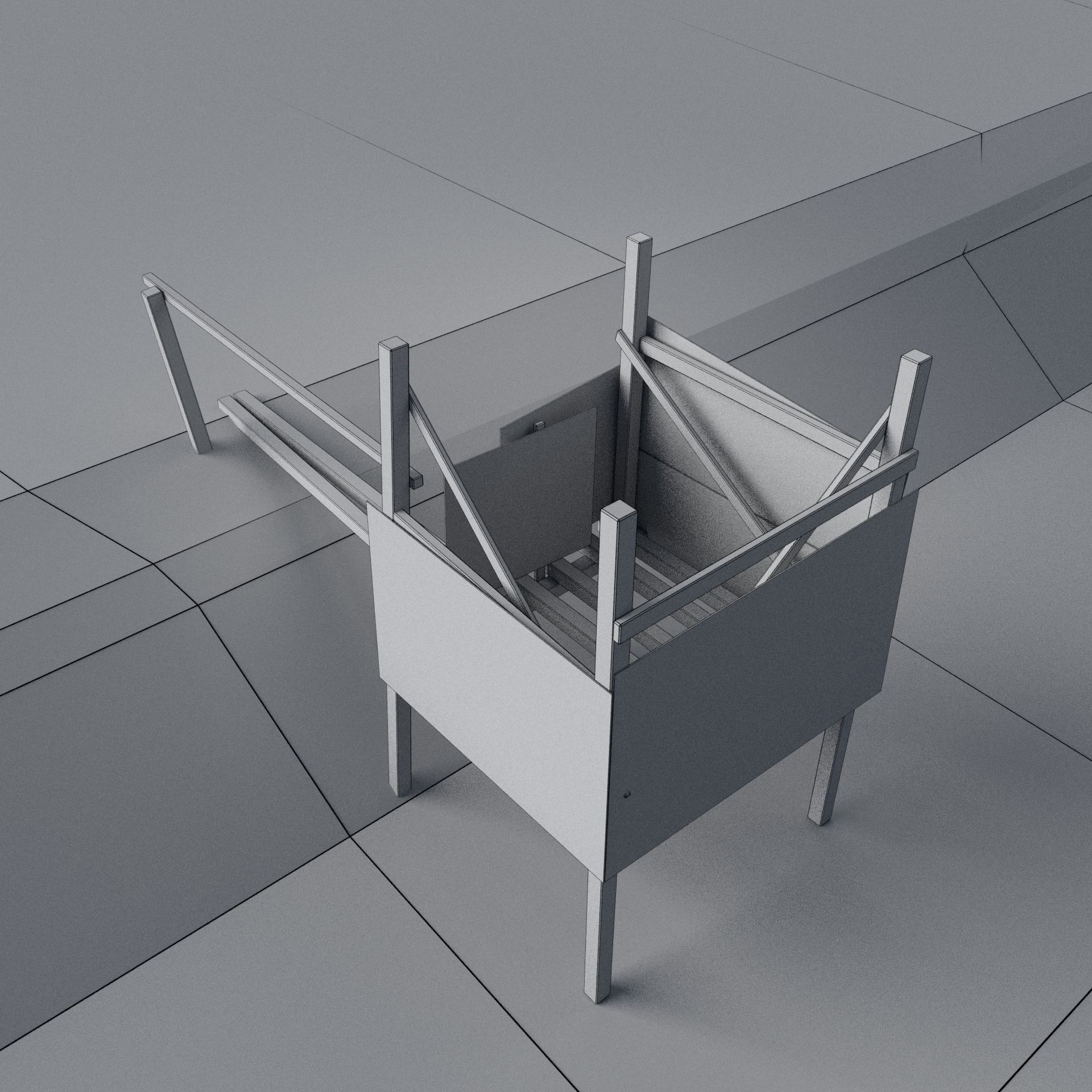 Old Style Traditional Toilet  Low-poly 3D model_4