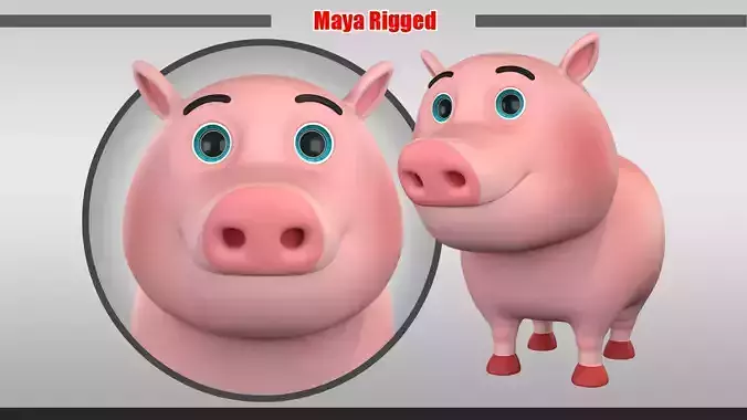Cartoon Pig Rigged
