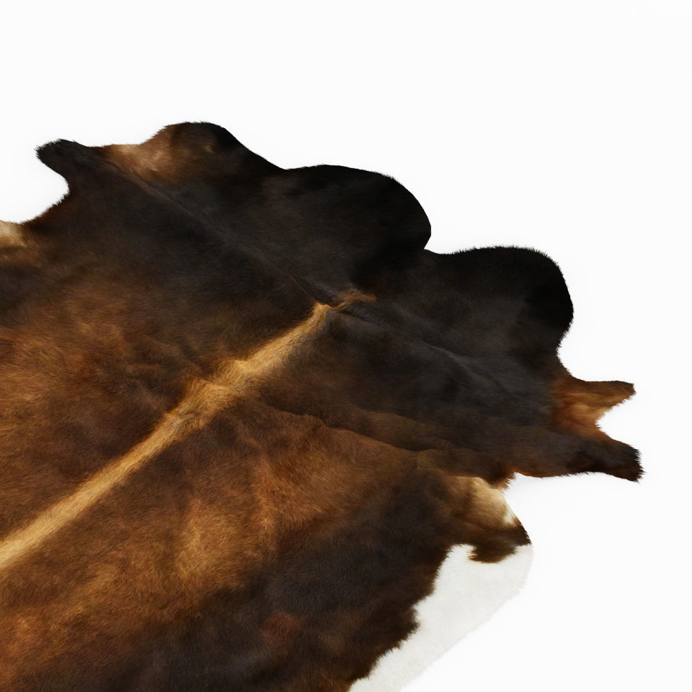 Cowhide Rug Europe Dark Brown 3D model_3