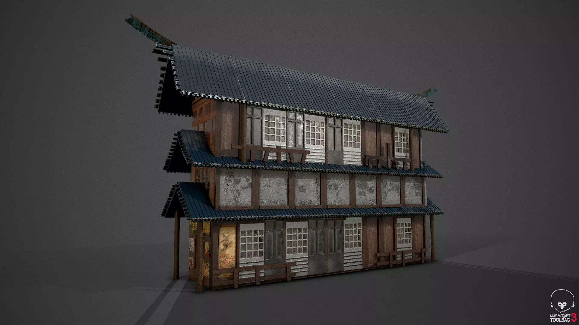 Temple japanese house 3D model_0