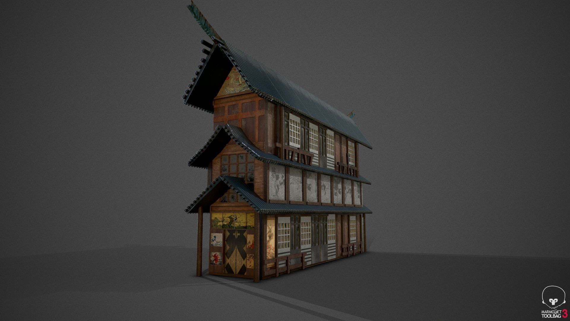 Temple japanese house 3D model_3