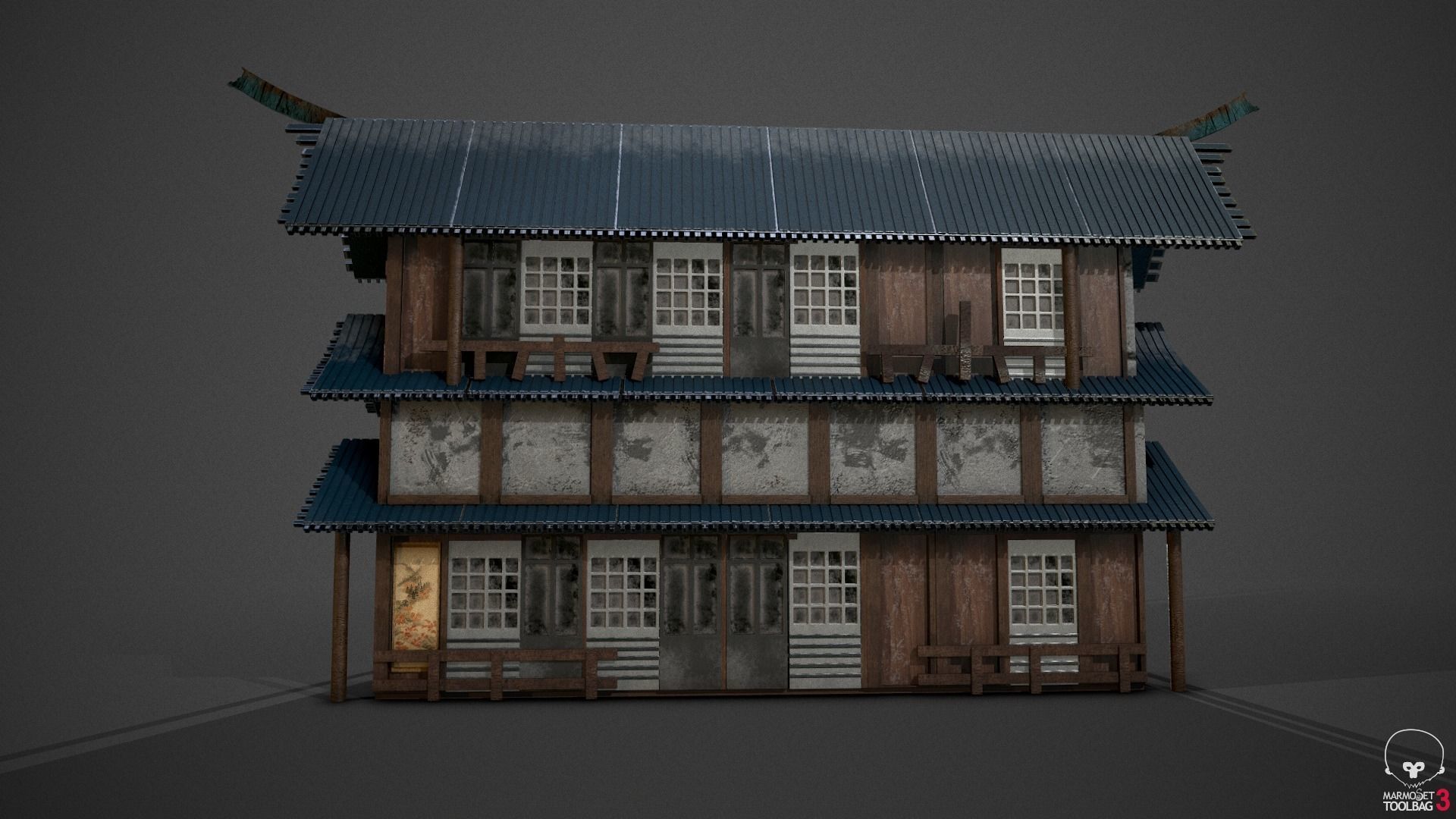 Temple japanese house 3D model_2