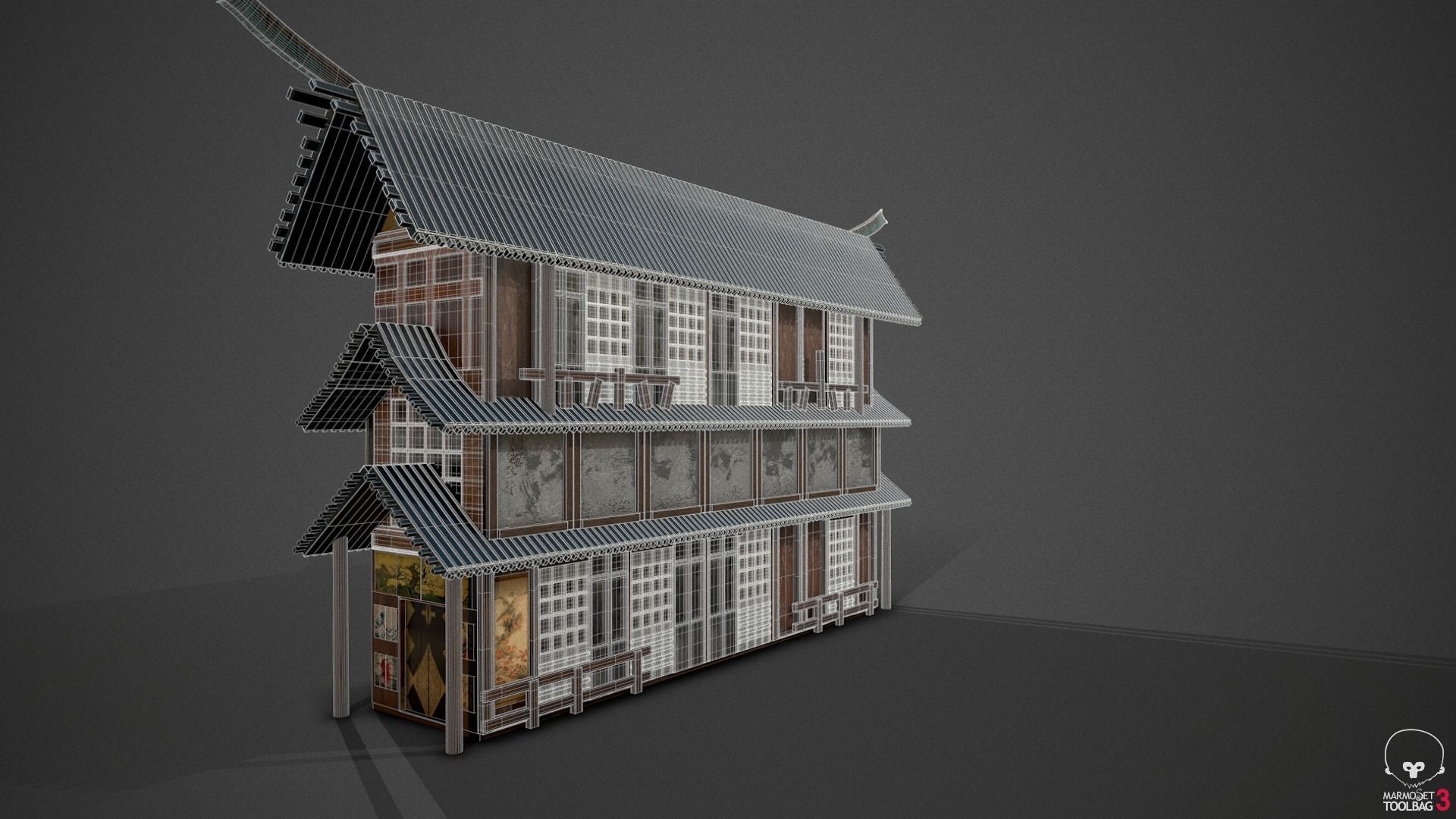 Temple japanese house 3D model_7