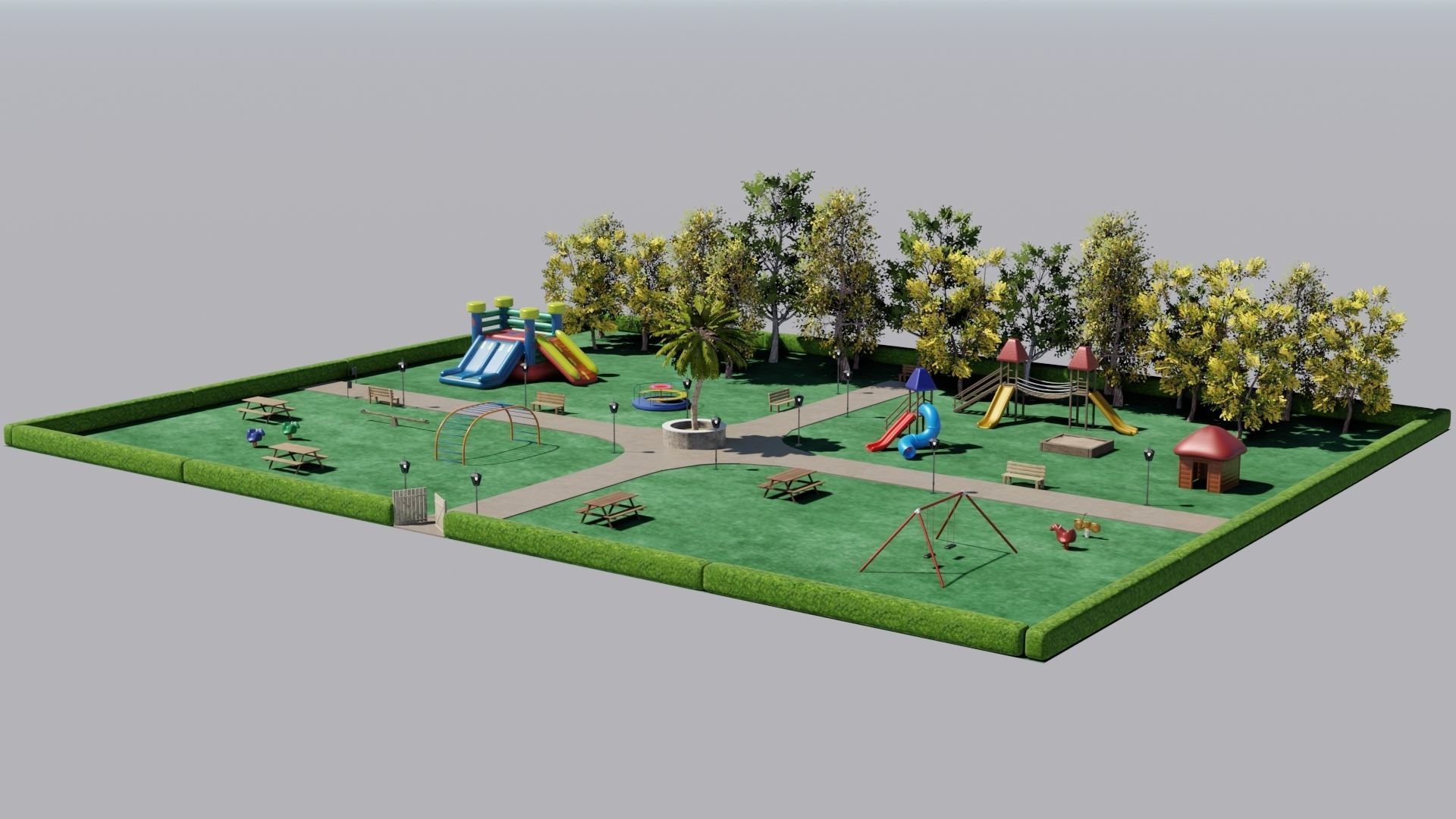Play park Low-poly 3D model_3