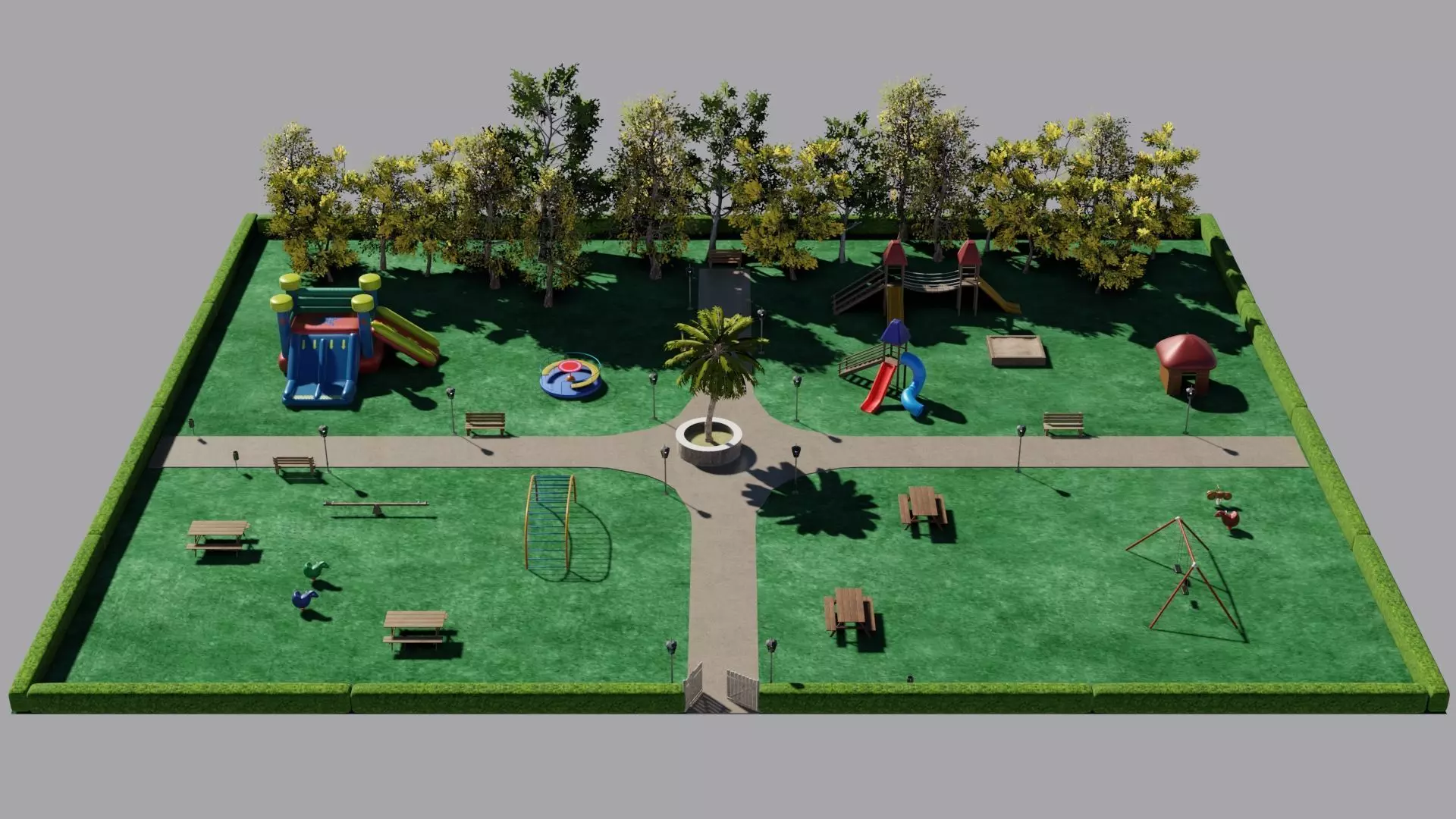 Play park Low-poly 3D model_0