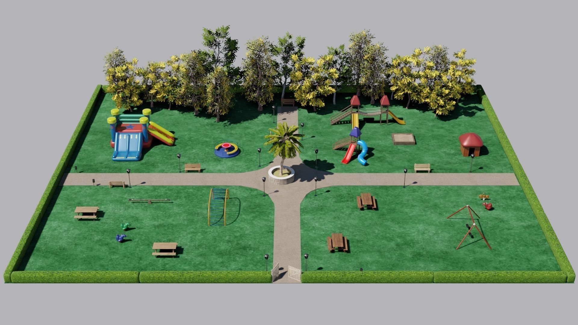 Play park Low-poly 3D model_2