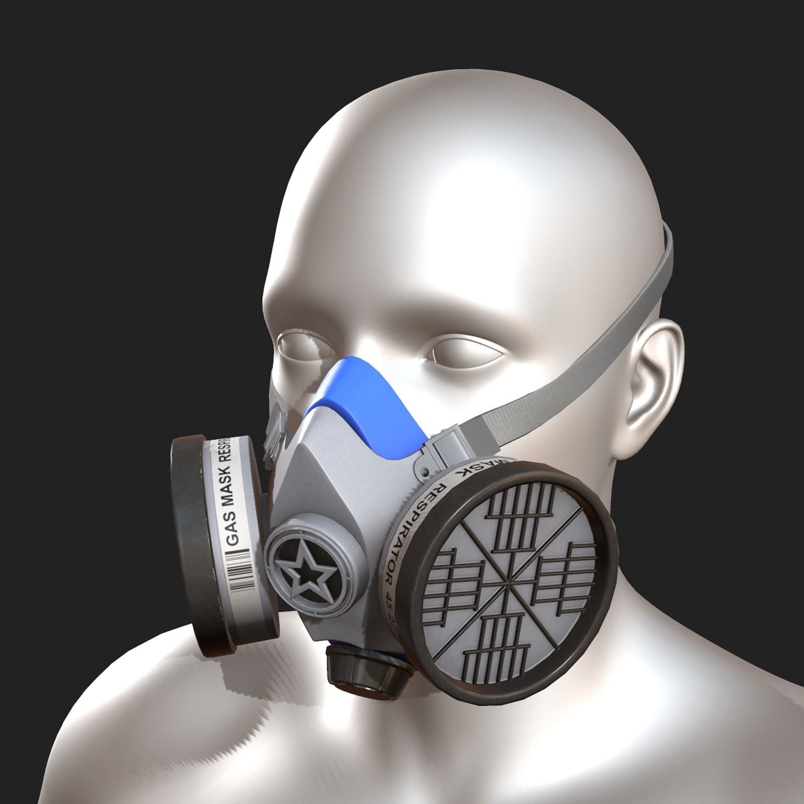 Gas mask respirator military combat protection  Low-poly 3D model_2
