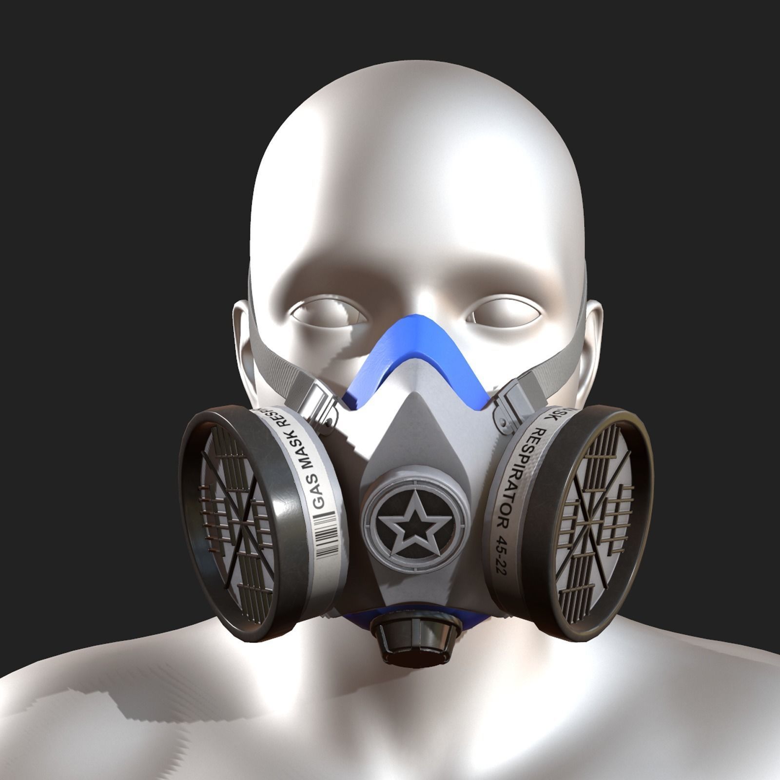 Gas mask respirator military combat protection  Low-poly 3D model_1