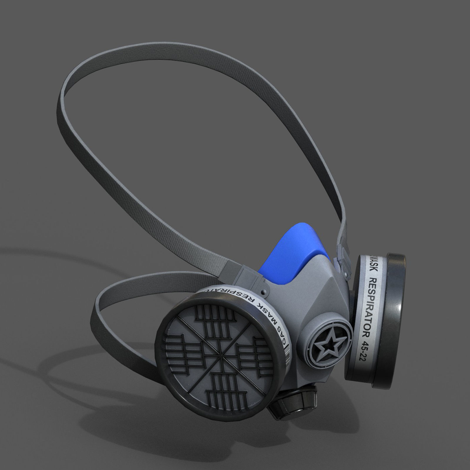 Gas mask respirator military combat protection  Low-poly 3D model_3