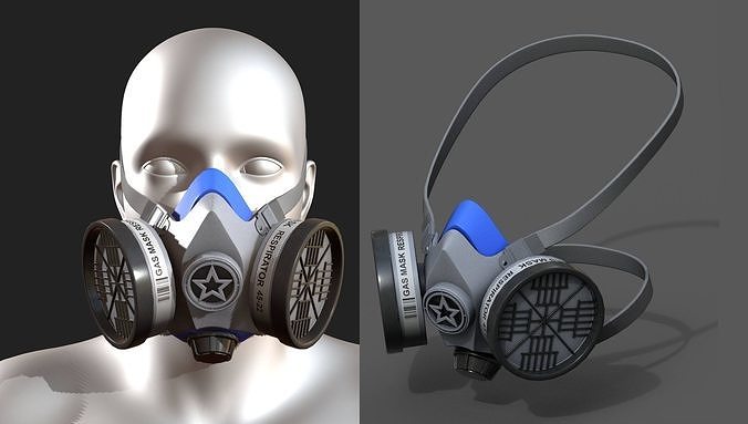 Gas mask respirator military combat protection  Low-poly 3D model
