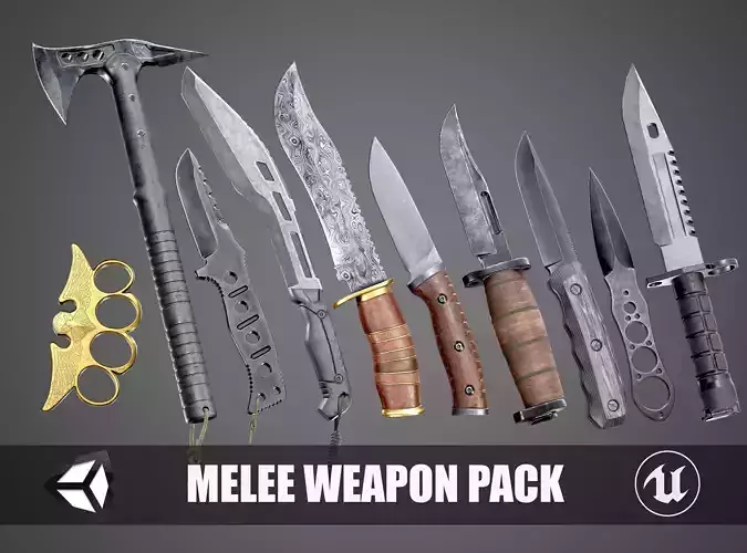 Melee Weapons Colletion AAA  PBR Game Ready Assets 3D Model Collection