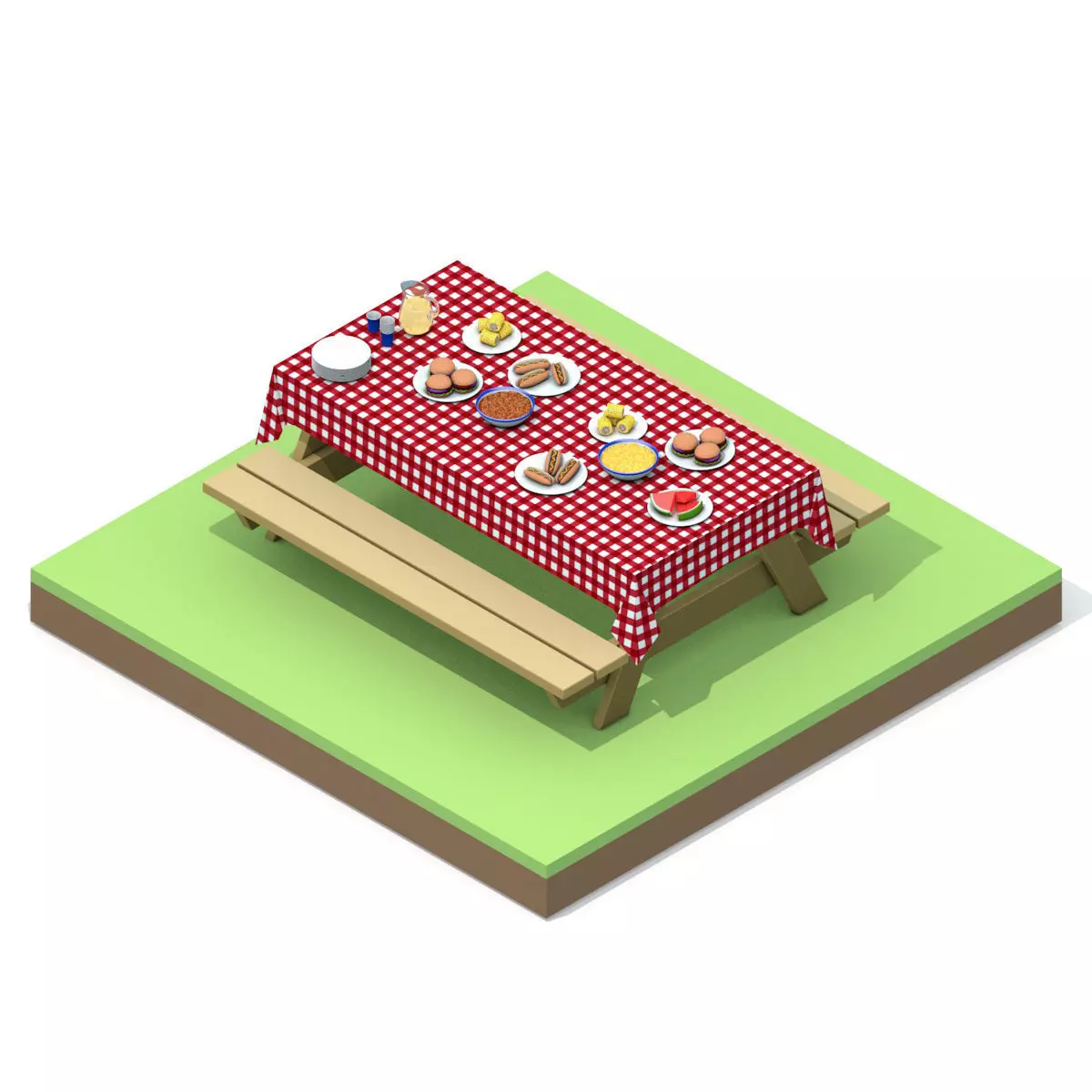 Isometric Picnic Foods 3D model