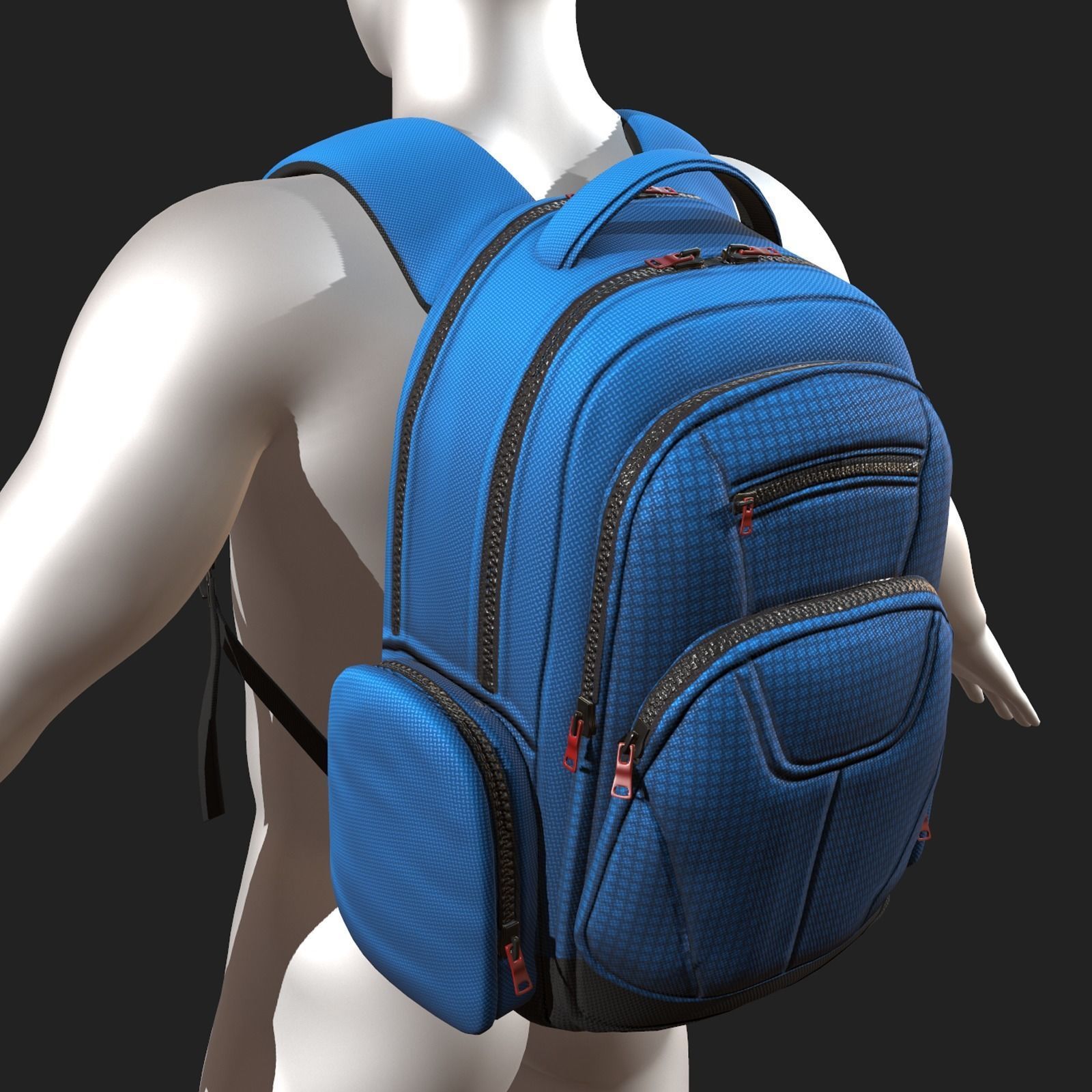 Backpack Camping color bag baggage fabric  Low-poly 3D model_1