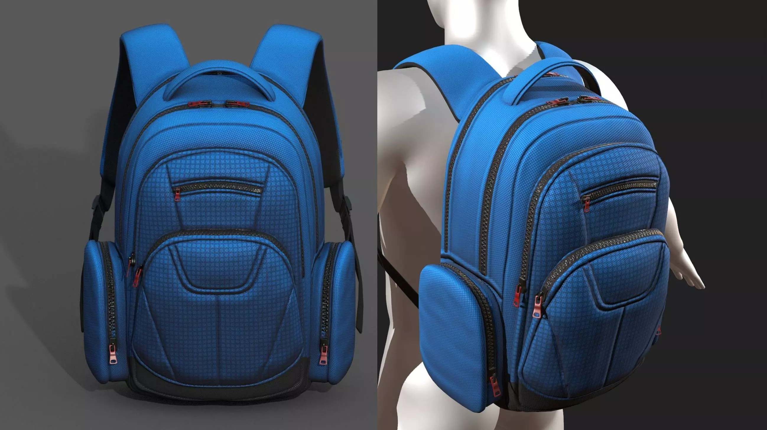 Backpack Camping color bag baggage fabric  Low-poly 3D model_0