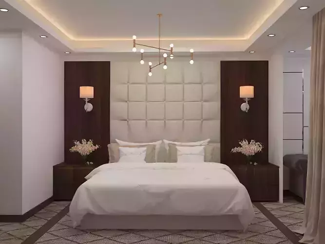 Bedroom with bed and walls