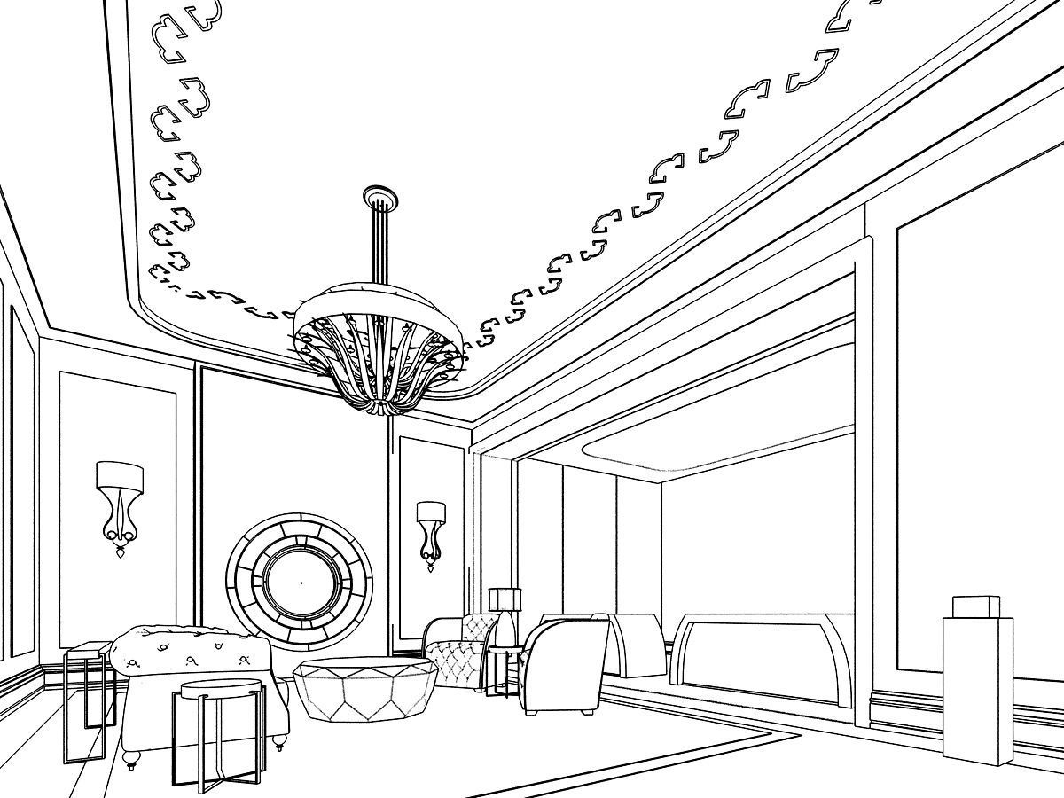 reception hall 3D model_2