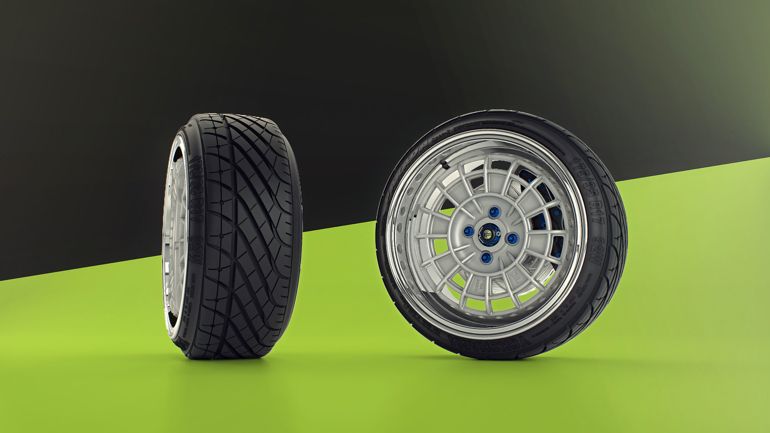 Yokohama Parada r17 Strech tire Super detail - 8J and 9J 3D model_1