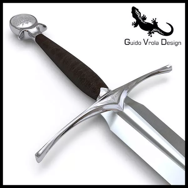 Medieval sword 3D model_0