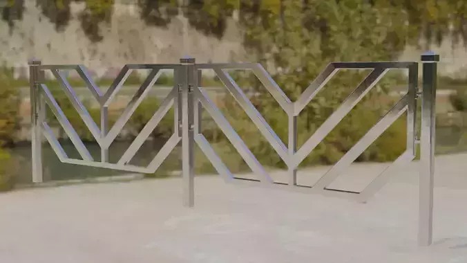 A set of Architectural Steel Fence and Lattice Low-poly 3D model