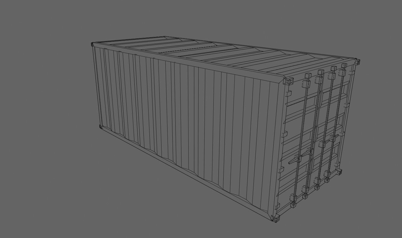 Container Cargo - Red - Ship - Port Low-poly 3D model_16