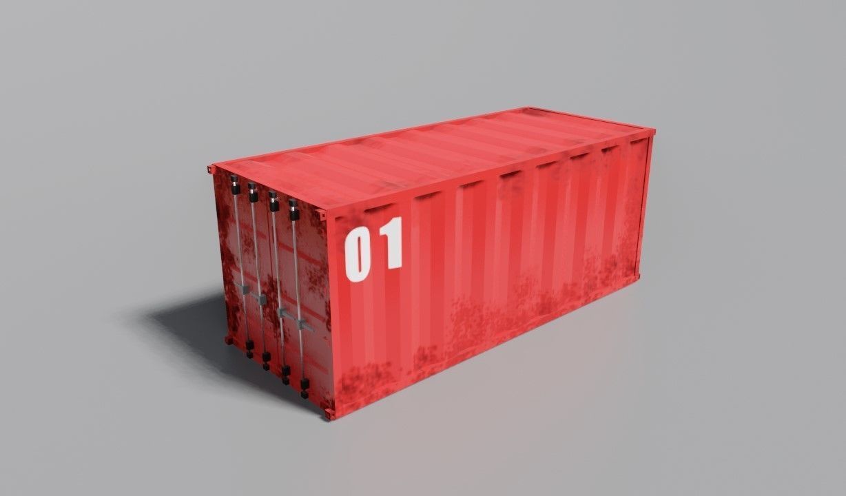 Container Cargo - Red - Ship - Port Low-poly 3D model_8