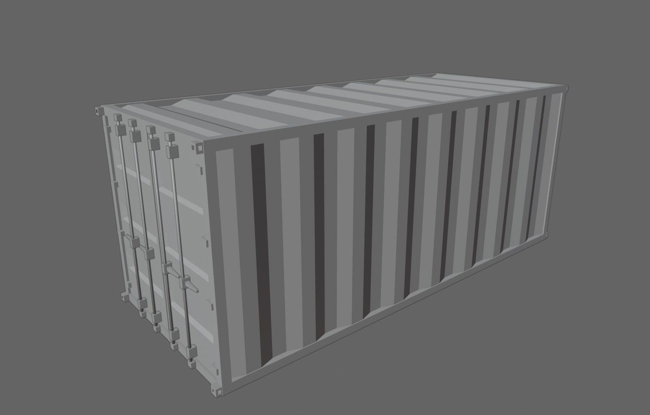 Container Cargo - Red - Ship - Port Low-poly 3D model_13