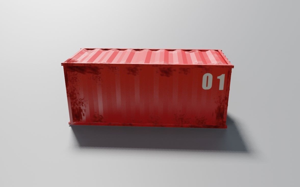 Container Cargo - Red - Ship - Port Low-poly 3D model_11