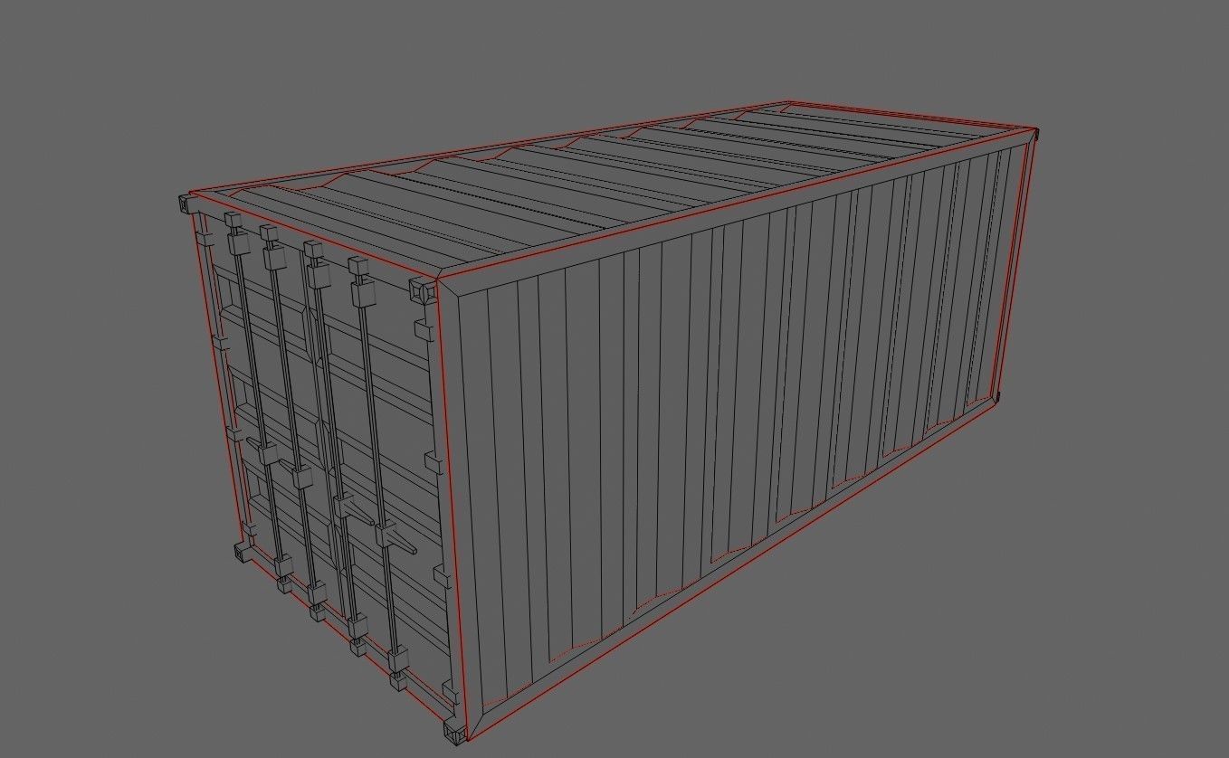 Container Cargo - Red - Ship - Port Low-poly 3D model_15