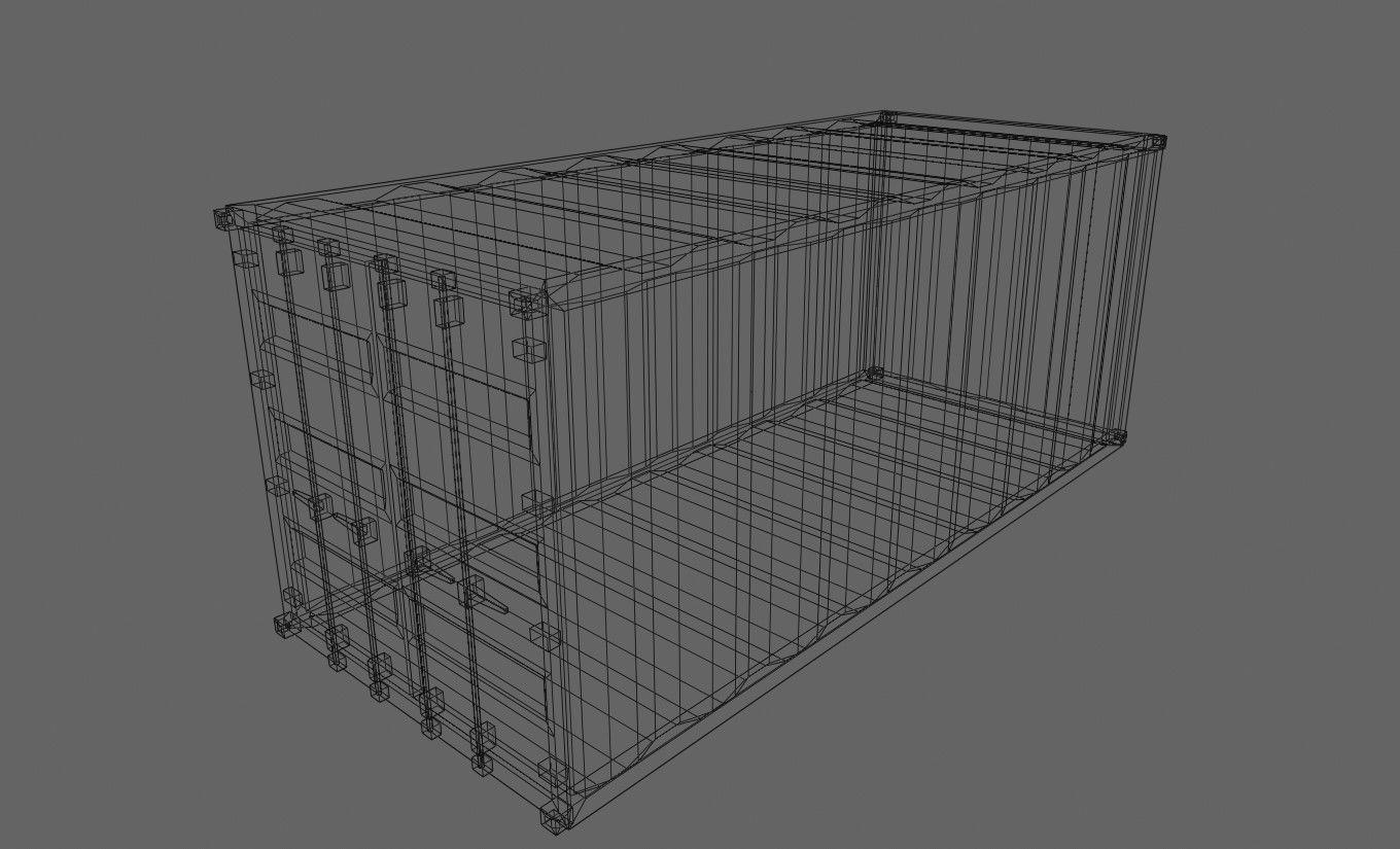 Container Cargo - Red - Ship - Port Low-poly 3D model_14