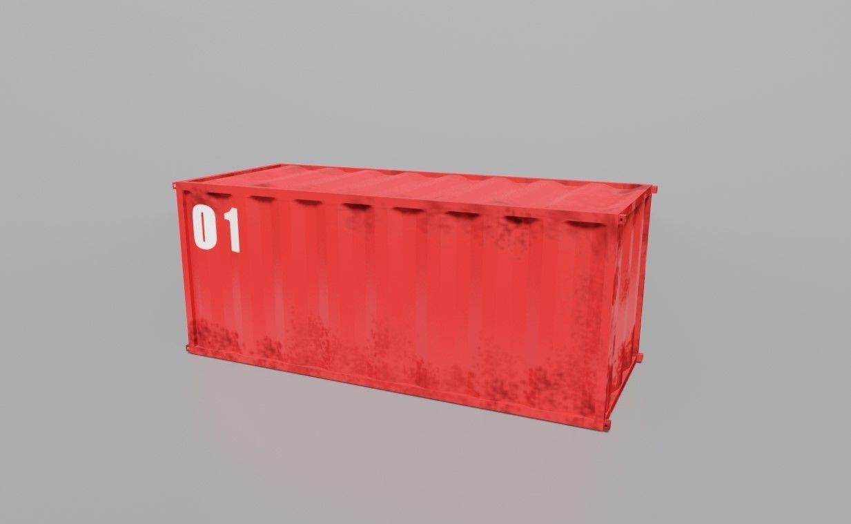 Container Cargo - Red - Ship - Port Low-poly 3D model_9