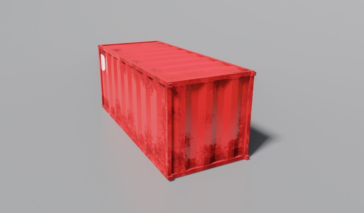 Container Cargo - Red - Ship - Port Low-poly 3D model_10