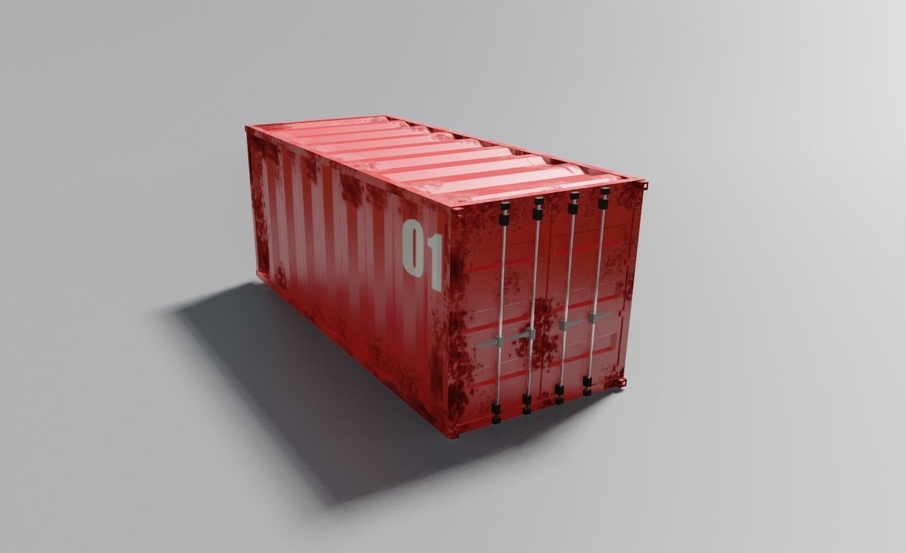 Container Cargo - Red - Ship - Port Low-poly 3D model_2