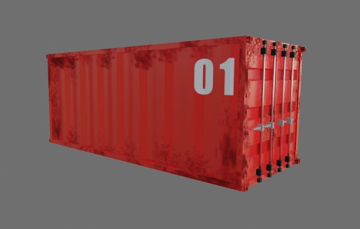 Container Cargo - Red - Ship - Port Low-poly 3D model_6