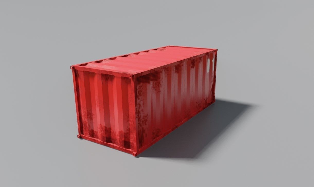 Container Cargo - Red - Ship - Port Low-poly 3D model_1