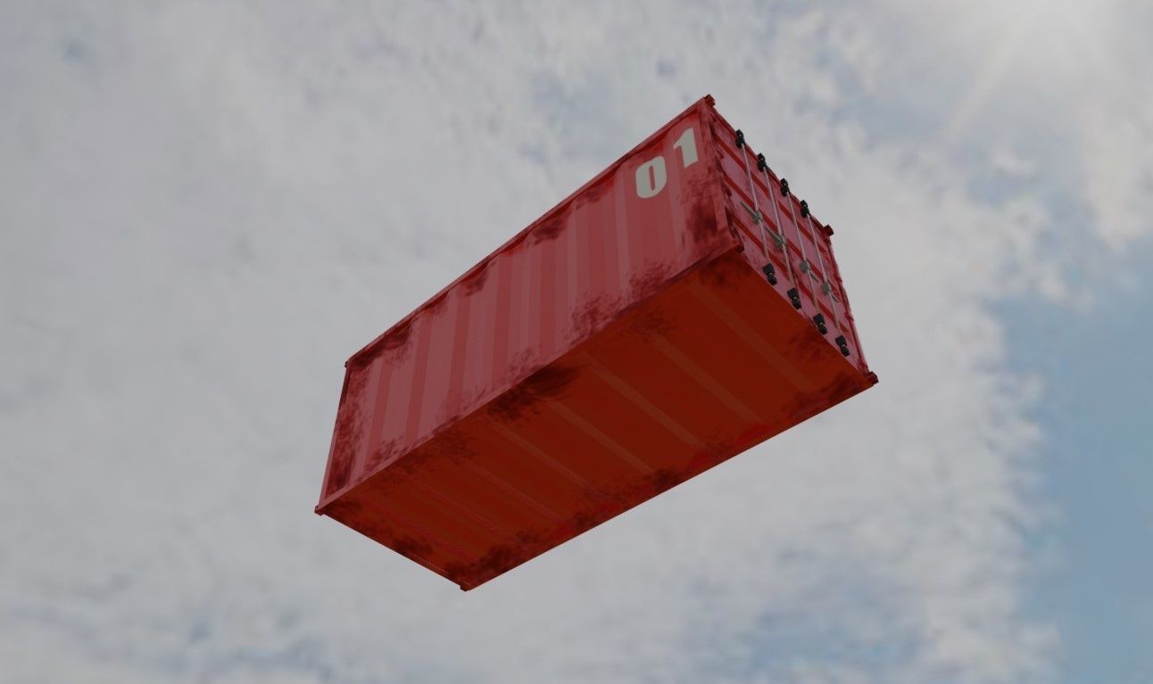 Container Cargo - Red - Ship - Port Low-poly 3D model_12