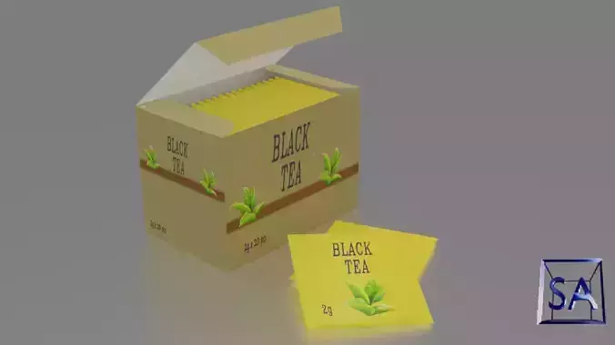 Low-Poly Rigged Tea Box with Sachets Low-poly 3D model