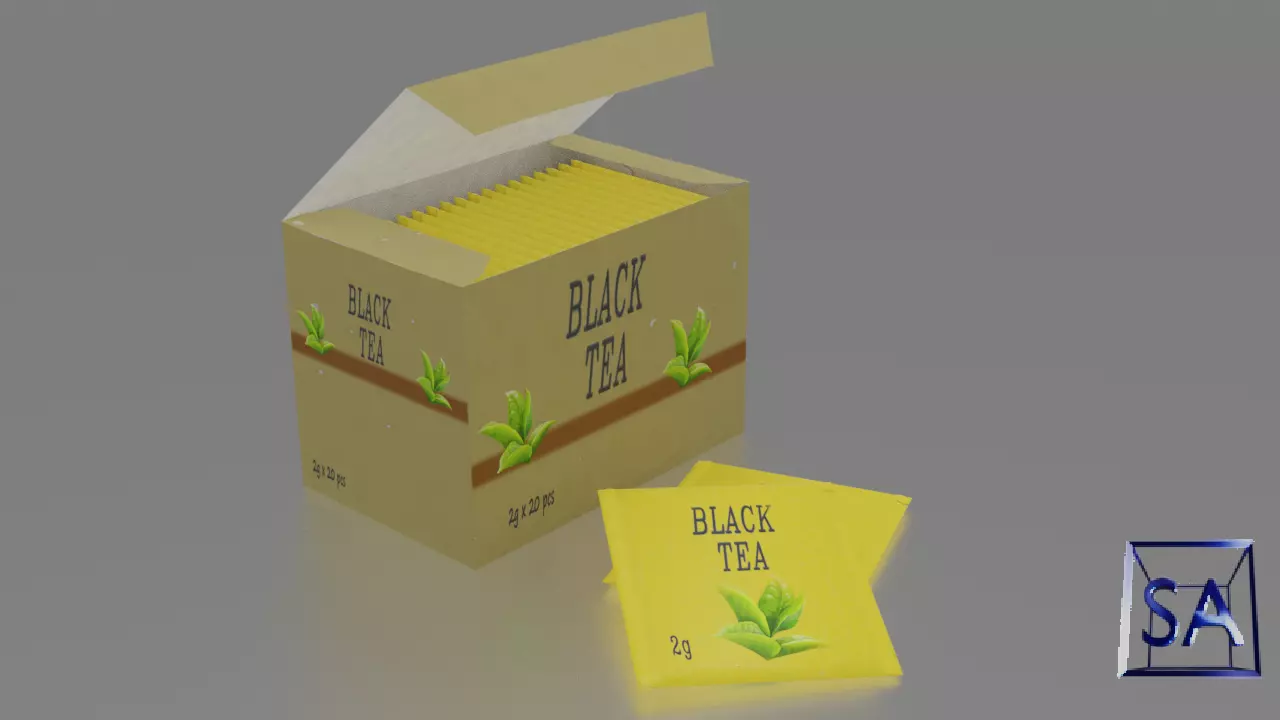 Low-Poly Rigged Tea Box with Sachets Low-poly 3D model