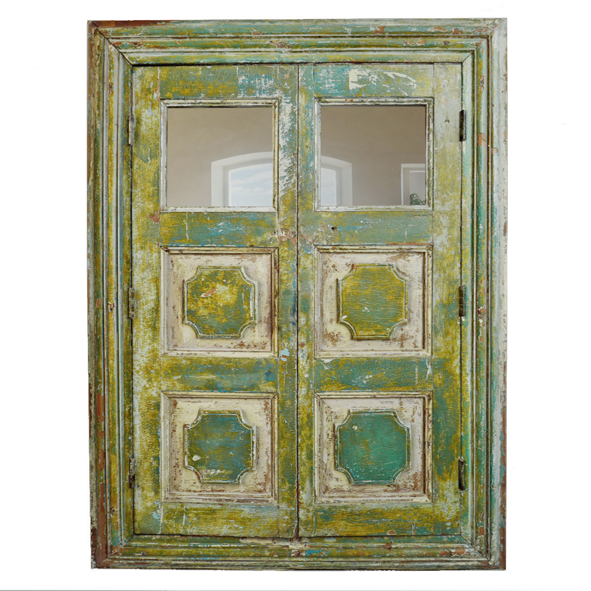 Antique Colonial Storage Cabinet Mirror 3D model_1
