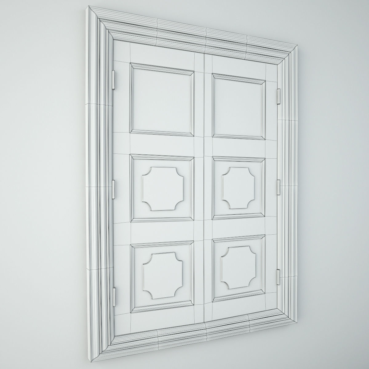 Antique Colonial Storage Cabinet Mirror 3D model_4