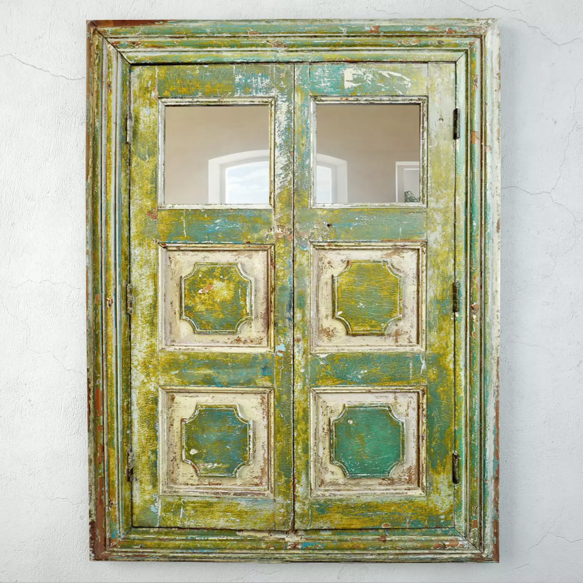 Antique Colonial Storage Cabinet Mirror 3D model_0