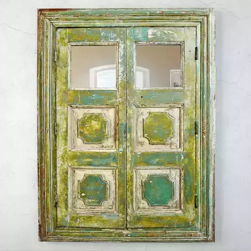 Antique Colonial Storage Cabinet Mirror 3D model