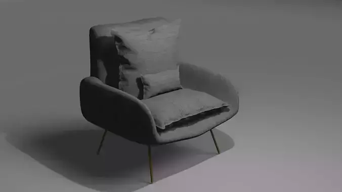 Armchair With Pillows 3d Model