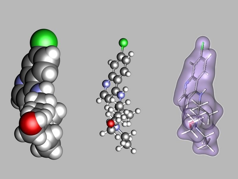 Hydroxychloroquine molecule 3D model_2