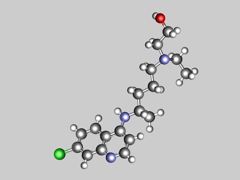 Hydroxychloroquine molecule 3D model_5