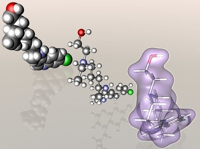 Hydroxychloroquine molecule 3D model