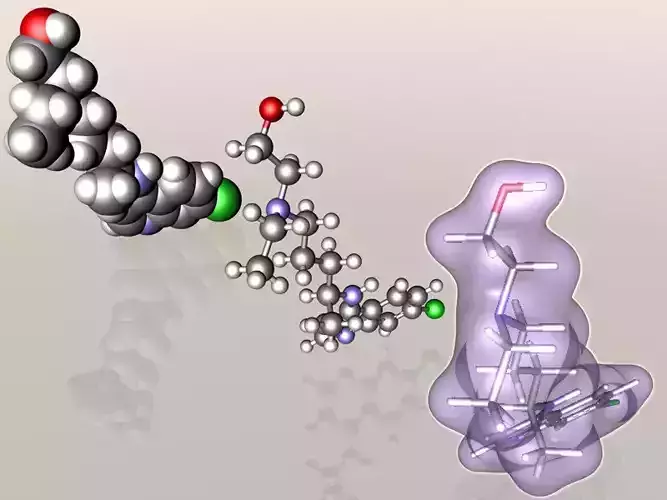Hydroxychloroquine molecule 3D model